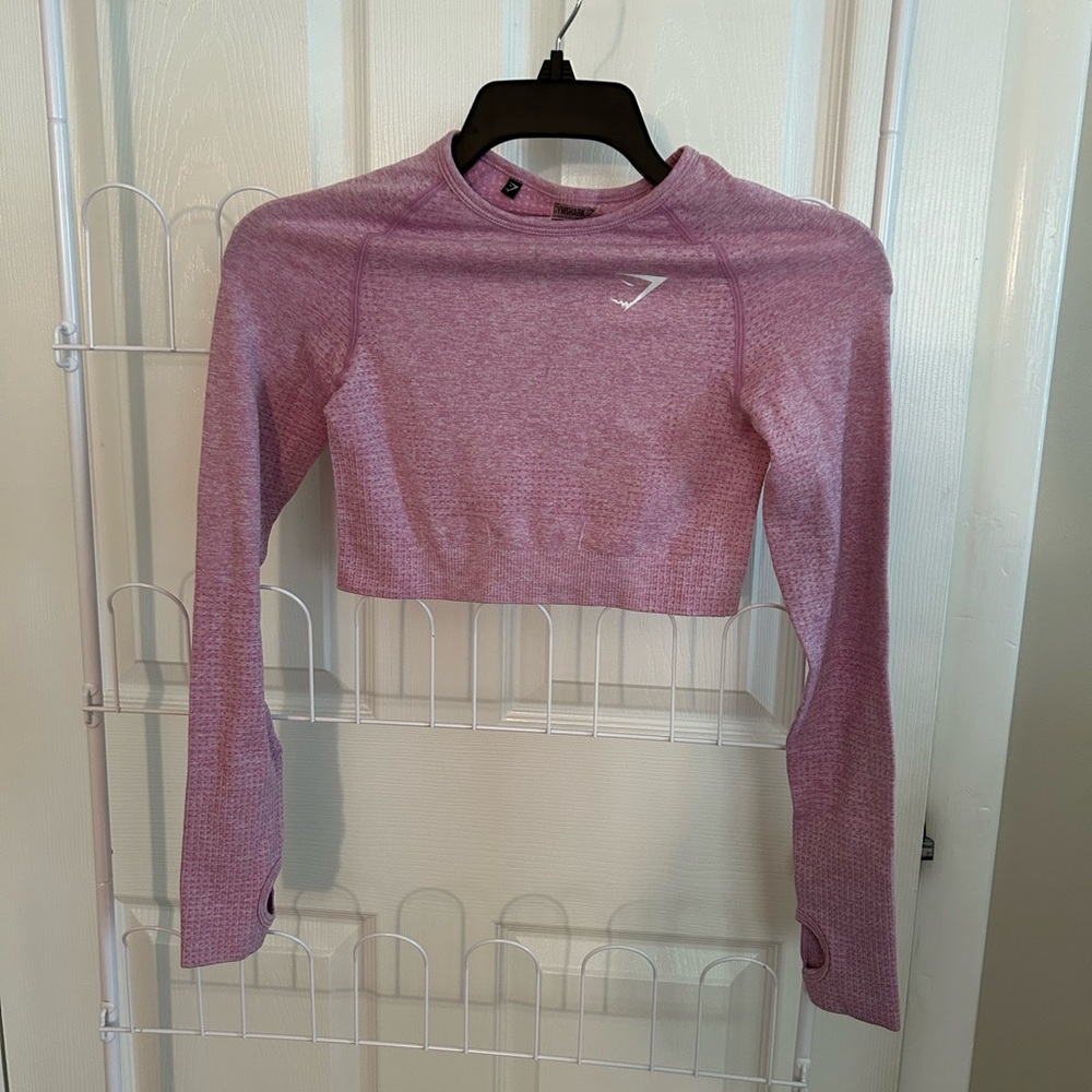 Gymshark Pink Crop Top Fitted Athletic Wear